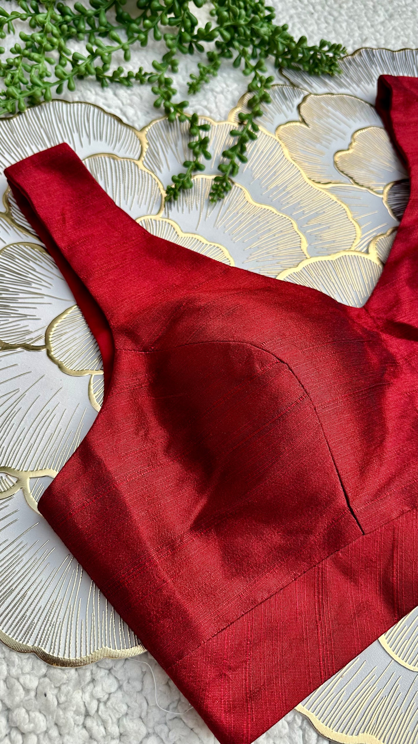 Maroon Mulberry Silk Sleeveless Blouse | Alterable 32-42