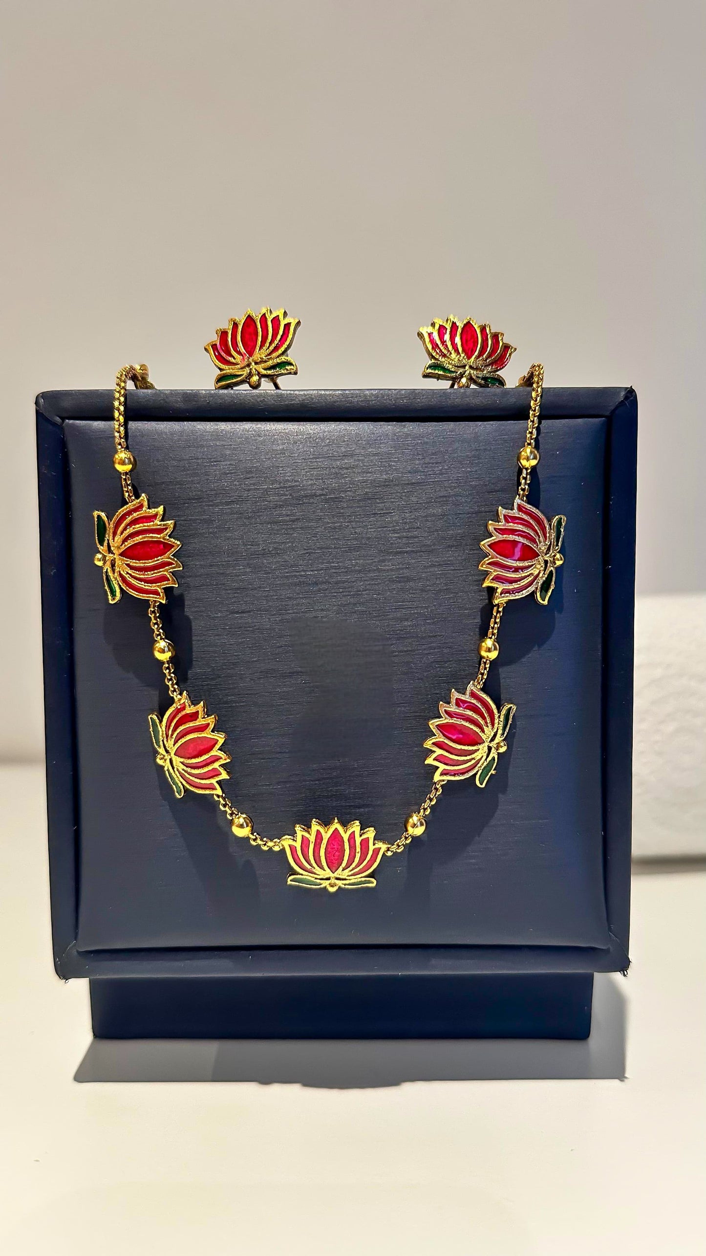 Ruby Lotus Necklace Set