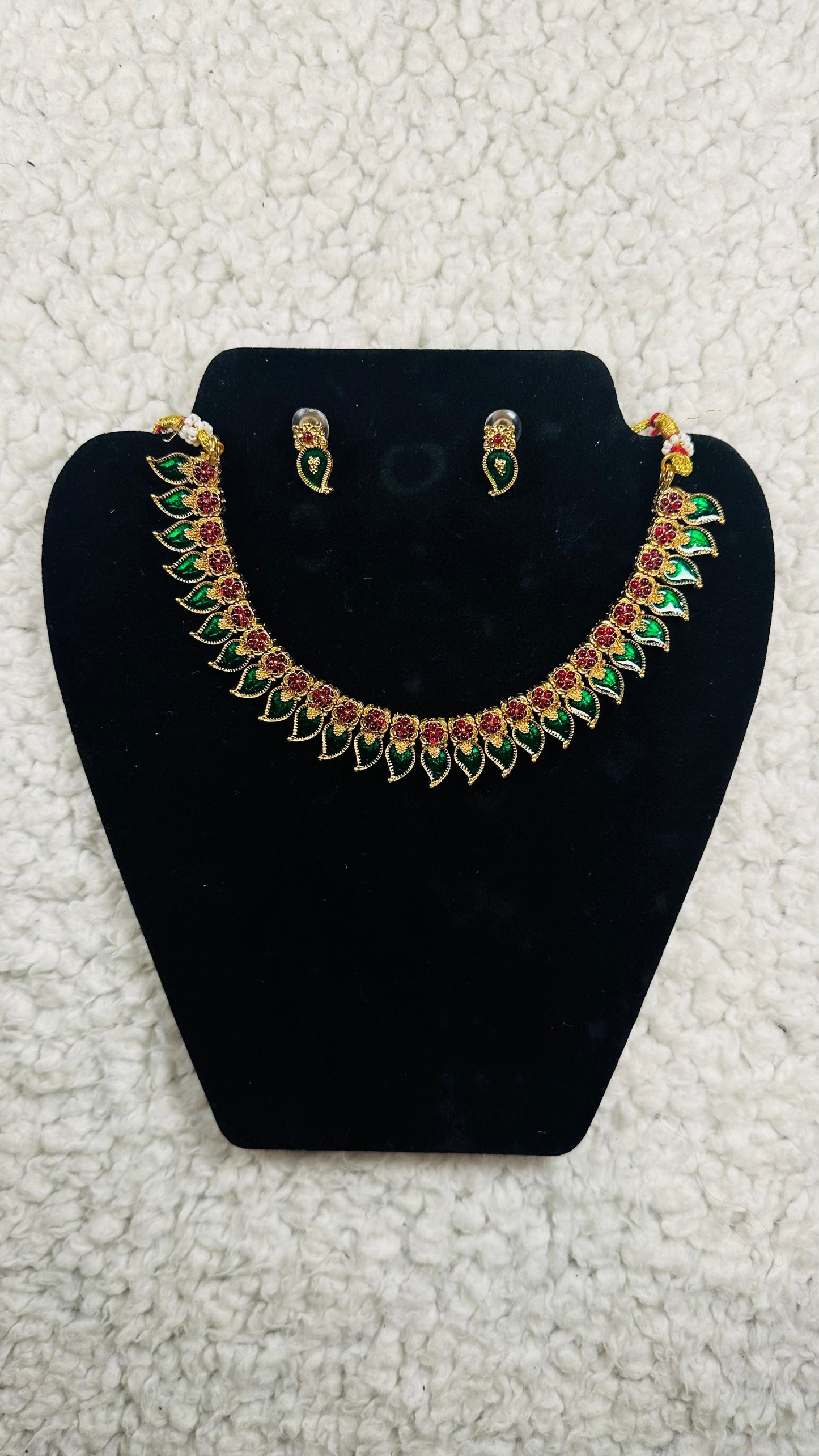 Reversible Double-Sided Indian Mango Necklace and Earrings Set