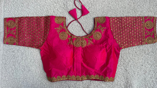 Embroidered Silk Blouse with Stone Work – Padded Blouse