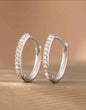 Sparkling Silver-Tone Crystal Hoop Earrings