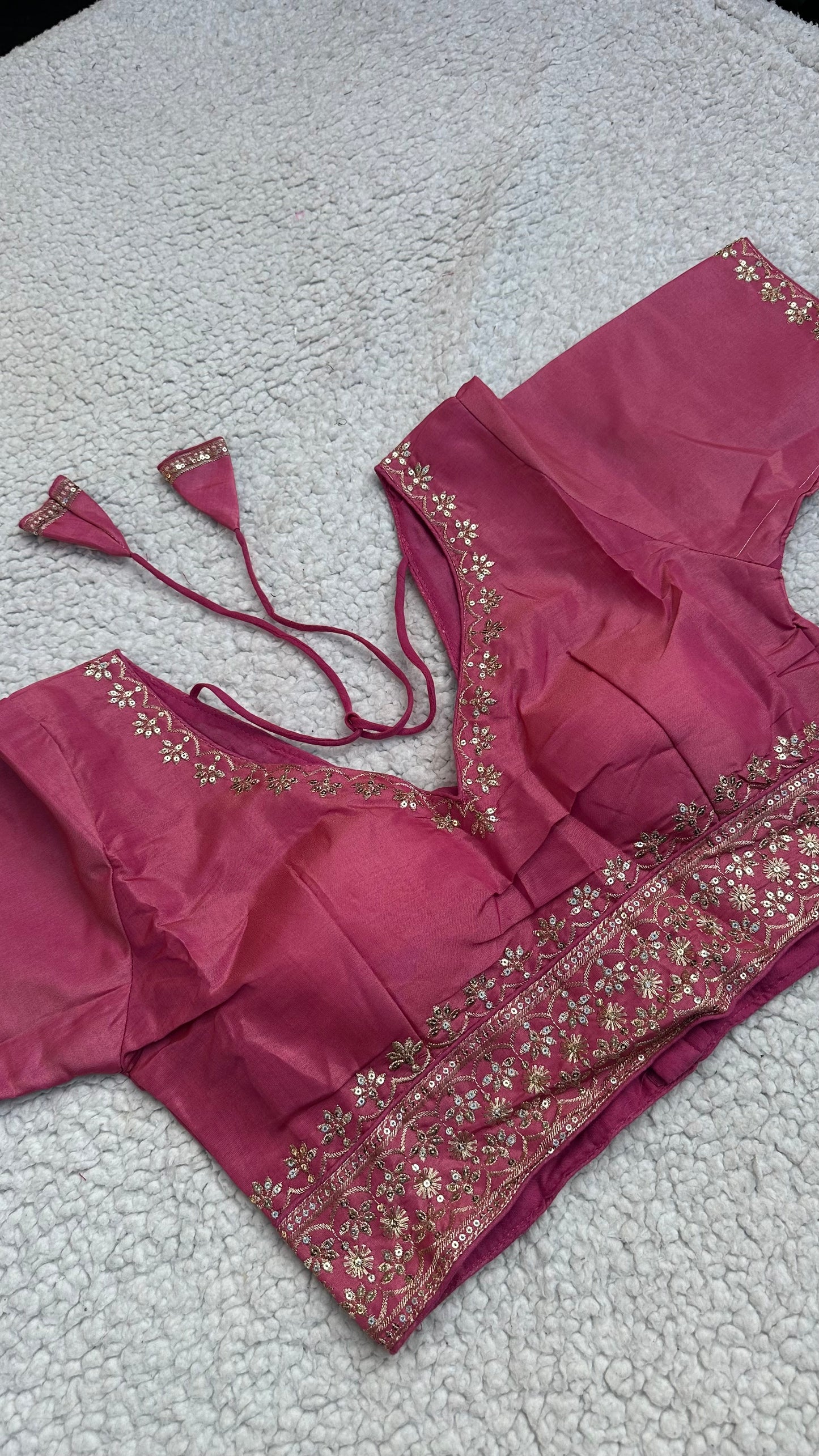 Cosmos Tissue Blouse with Sequins & Jari Embroidery – Padded Blouse (Size 38, Alterable 34-42)