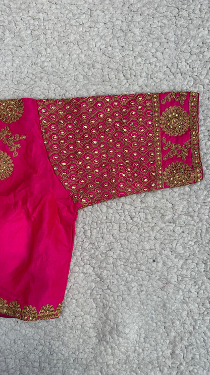 Embroidered Silk Blouse with Stone Work – Padded Blouse