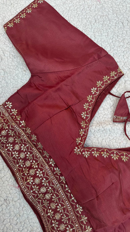 Cosmos Tissue Blouse with Sequins & Jari Embroidery – Padded Blouse (Size 38, Alterable 34-42)