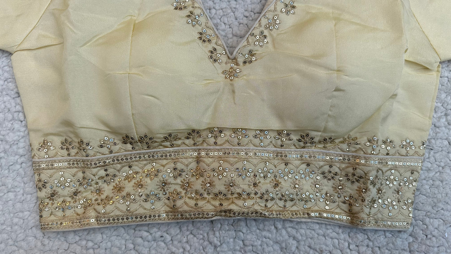 Cosmos Tissue Blouse with Sequins & Jari Embroidery – Padded Blouse (Size 38, Alterable 34-42)