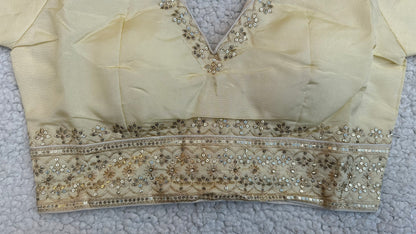 Cosmos Tissue Blouse with Sequins & Jari Embroidery – Padded Blouse (Size 38, Alterable 34-42)