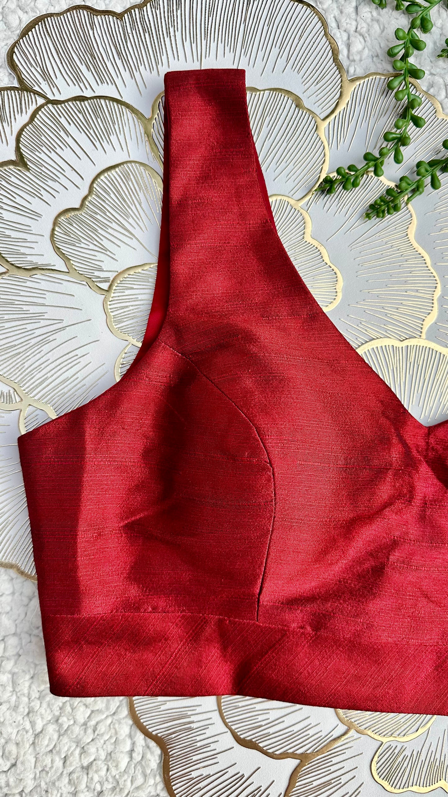 Maroon Mulberry Silk Sleeveless Blouse | Alterable 32-42