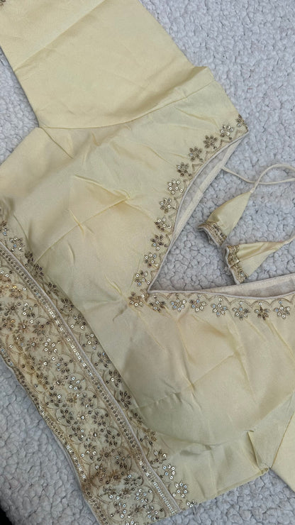 Cosmos Tissue Blouse with Sequins & Jari Embroidery – Padded Blouse (Size 38, Alterable 34-42)