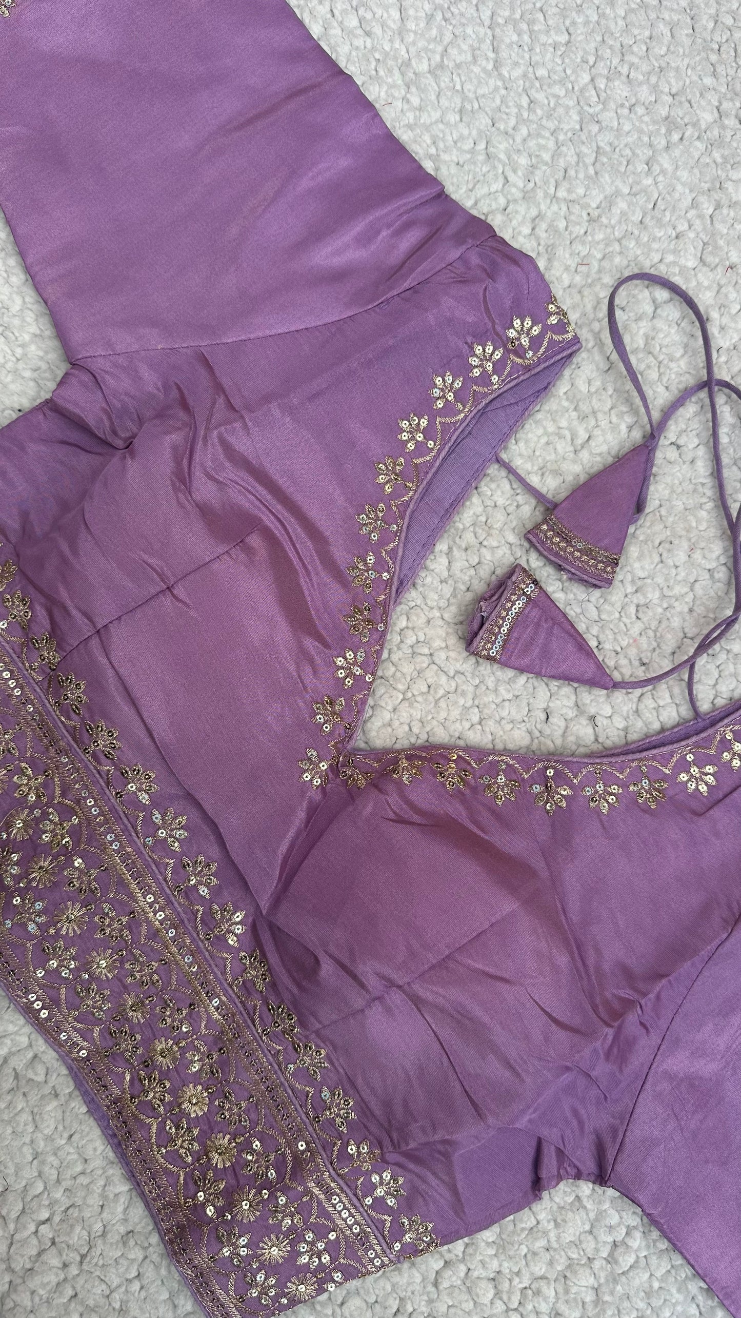 Cosmos Tissue Blouse with Sequins & Jari Embroidery – Padded Blouse (Size 38, Alterable 34-42)