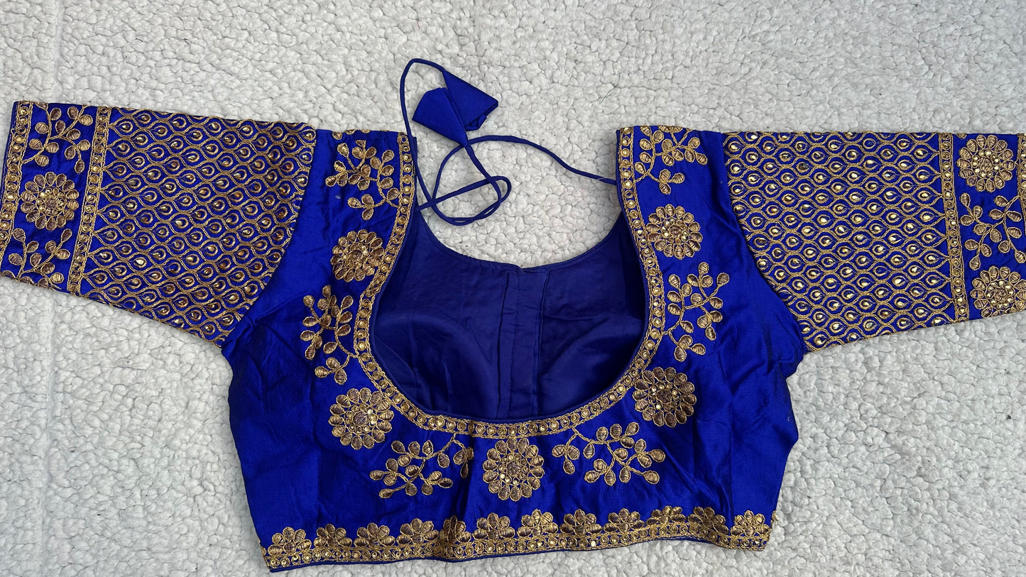 Embroidered Silk Blouse with Stone Work – Padded Blouse
