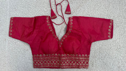 Cosmos Tissue Blouse with Sequins & Jari Embroidery – Padded Blouse (Size 38, Alterable 34-42)