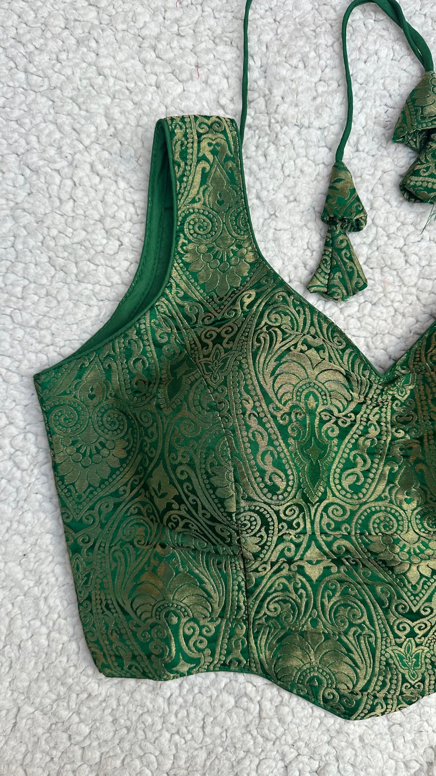 Peplum Jacquard Blouse — Satin Silk-Free Size ( Alter from 34 to 42)