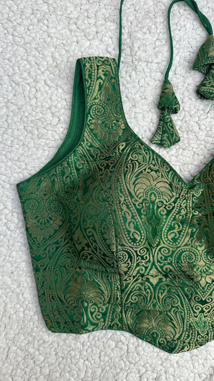 Peplum Jacquard Blouse — Satin Silk-Free Size ( Alter from 34 to 42)