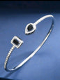 Zirconia Square & Teardrop Open Bangle Bracelet