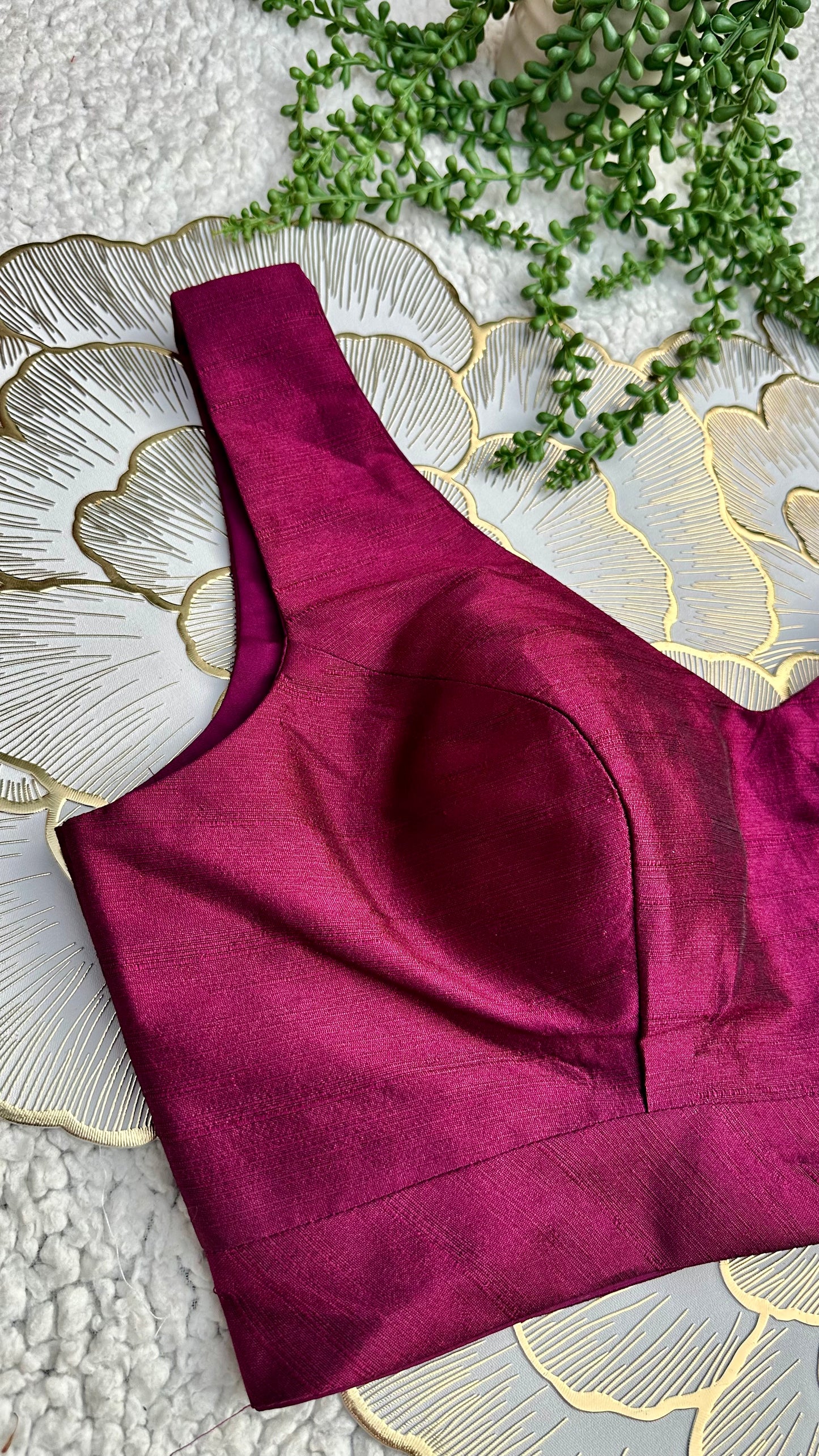 Wine Mulberry Silk Sleeveless Blouse | Alterable 32-42