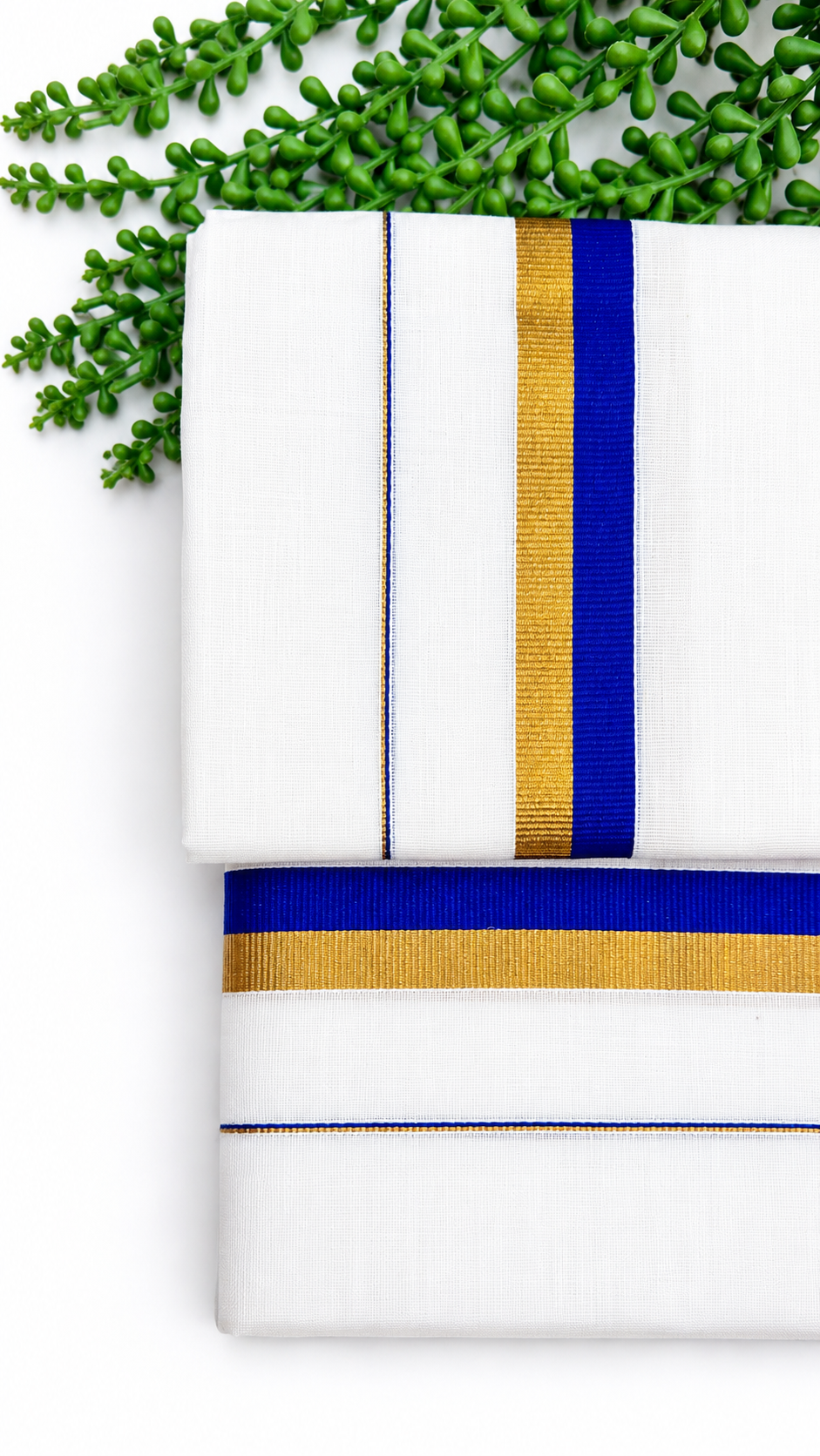 Kerala Set Mundu | Cotton 2-Piece Mundum Neriyathum with Gold Zari & Contrast Colour Border