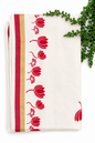 Kerala Cotton Saree | White Saree with Red Lotus Print & Gold Zari Border | Onam Festive Traditional Saree
