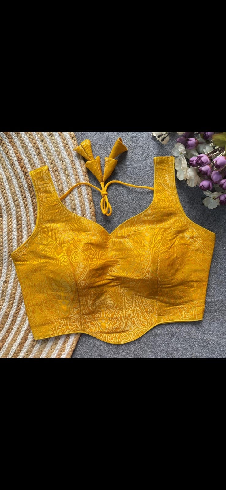 Peplum Jacquard Blouse — Satin Silk-Free Size ( Alter from 34 to 42)