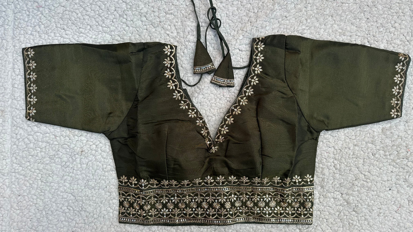 Cosmos Tissue Blouse with Sequins & Jari Embroidery – Padded Blouse (Size 38, Alterable 34-42)