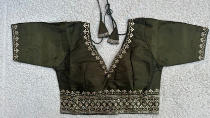 Cosmos Tissue Blouse with Sequins & Jari Embroidery – Padded Blouse (Size 38, Alterable 34-42)