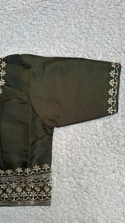 Cosmos Tissue Blouse with Sequins & Jari Embroidery – Padded Blouse (Size 38, Alterable 34-42)
