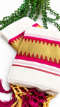 Kerala Set Mundu | Cotton 2-Piece Mundum Neriyathum with Temple Zigzag Border & Tassels