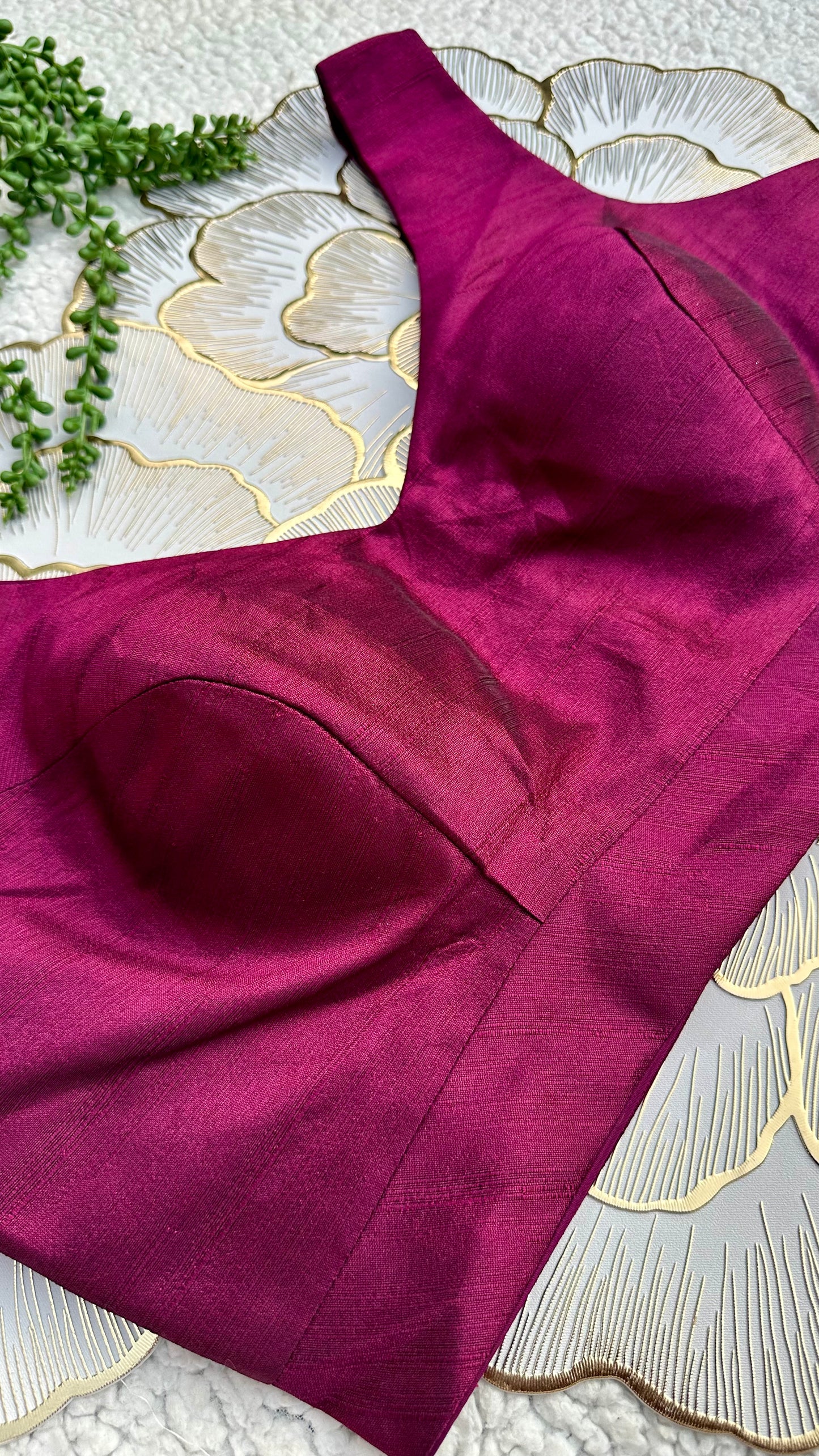 Wine Mulberry Silk Sleeveless Blouse | Alterable 32-42