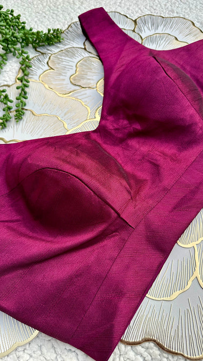 Wine Mulberry Silk Sleeveless Blouse | Alterable 32-42