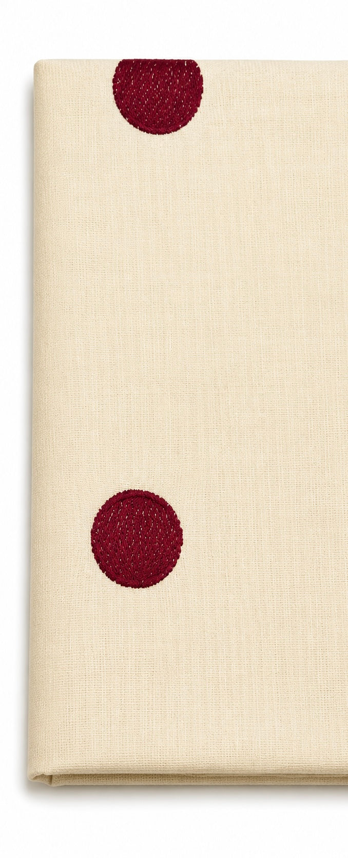 Tissue Silk Saree | Cream Saree with Embroidered Polka Dot Motifs & Scalloped Border | Mustard & Maroon Dot Embroidery Saree with Blouse Piece