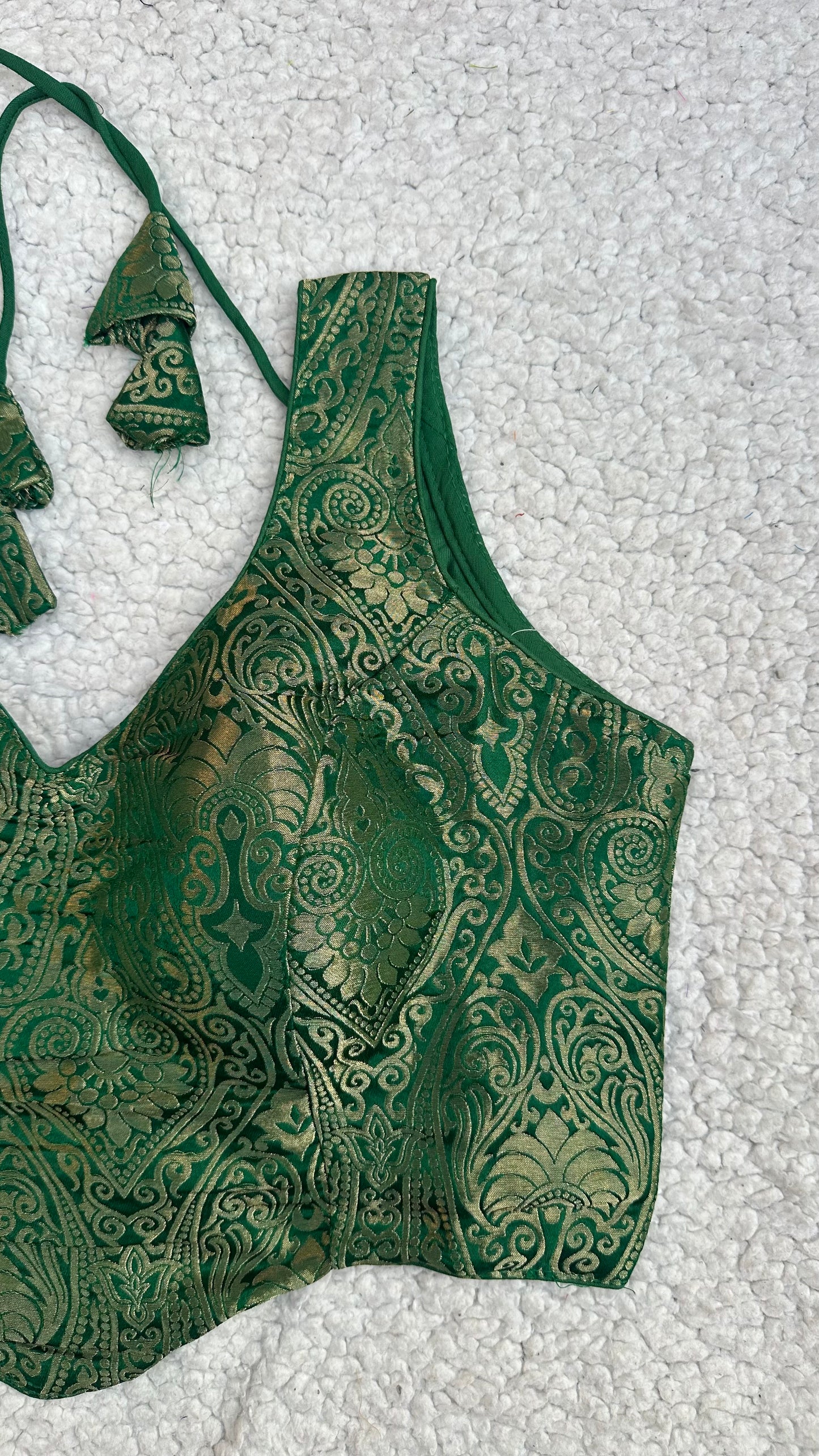 Peplum Jacquard Blouse — Satin Silk-Free Size ( Alter from 34 to 42)