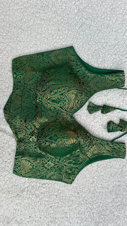Peplum Jacquard Blouse — Satin Silk-Free Size ( Alter from 34 to 42)