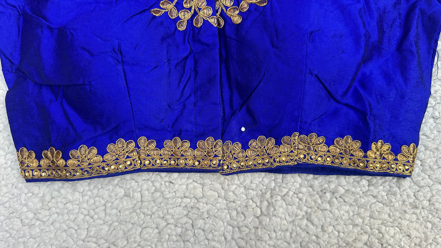 Embroidered Silk Blouse with Stone Work – Padded Blouse