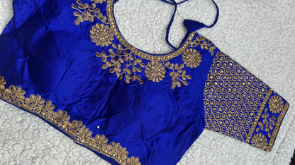 Embroidered Silk Blouse with Stone Work – Padded Blouse