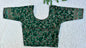 Stretchable Readymade Saree Blouse | Leaf Design with Gold Detailing | Ready to Wear Round Neck Blouse with Patterned Sleeve Border (S-L)