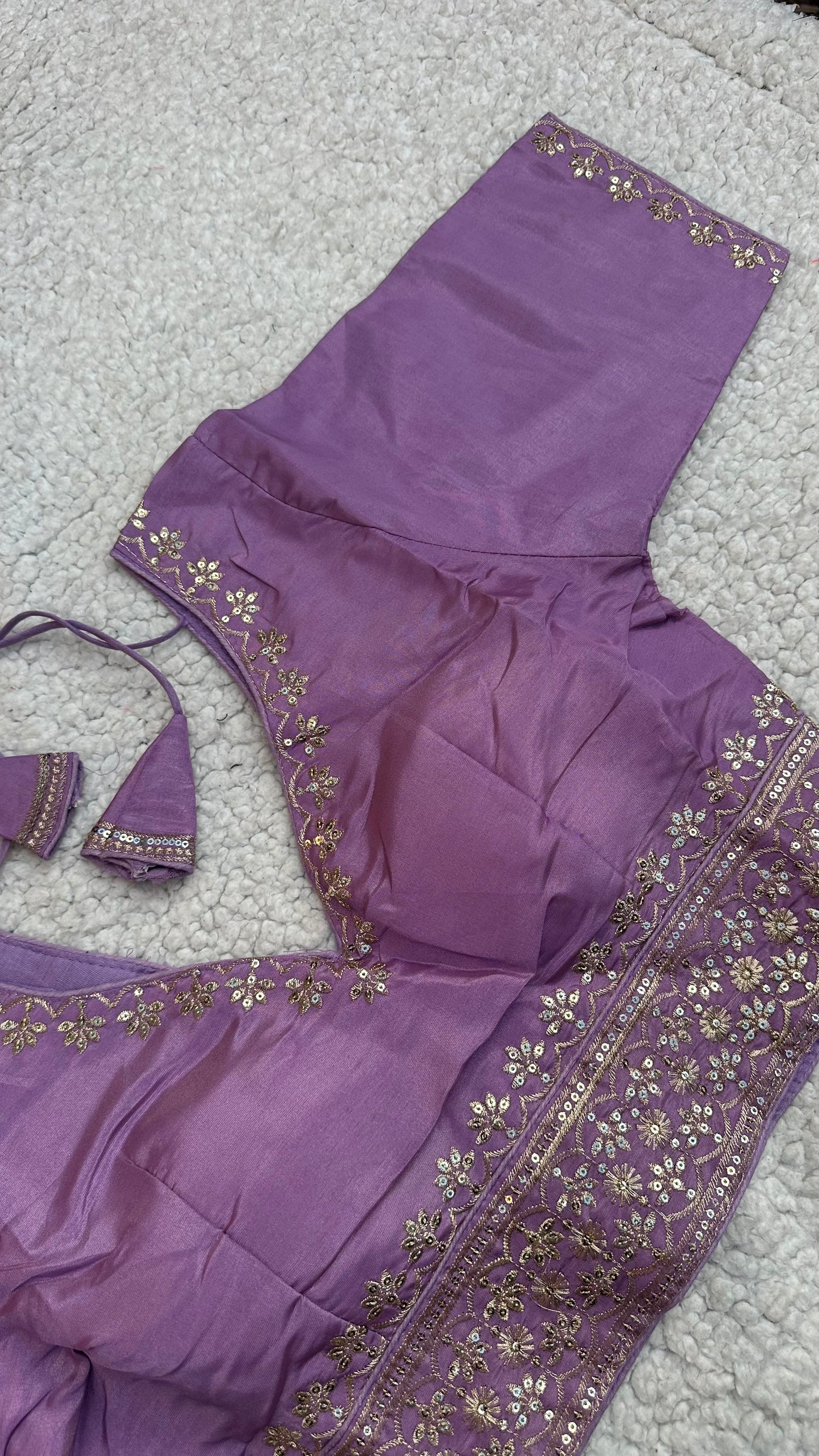 Cosmos Tissue Blouse with Sequins & Jari Embroidery – Padded Blouse (Size 38, Alterable 34-42)