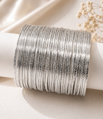 30-Piece Silver-Tone Textured Thin Bangle Set