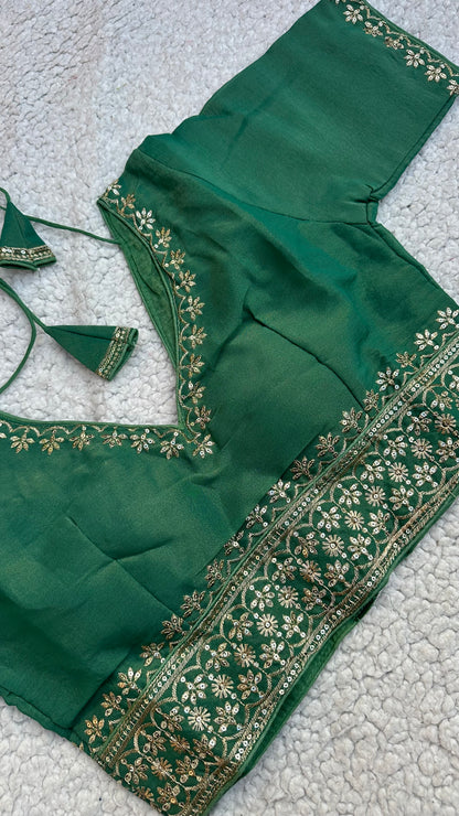 Cosmos Tissue Blouse with Sequins & Jari Embroidery – Padded Blouse (Size 38, Alterable 34-42)