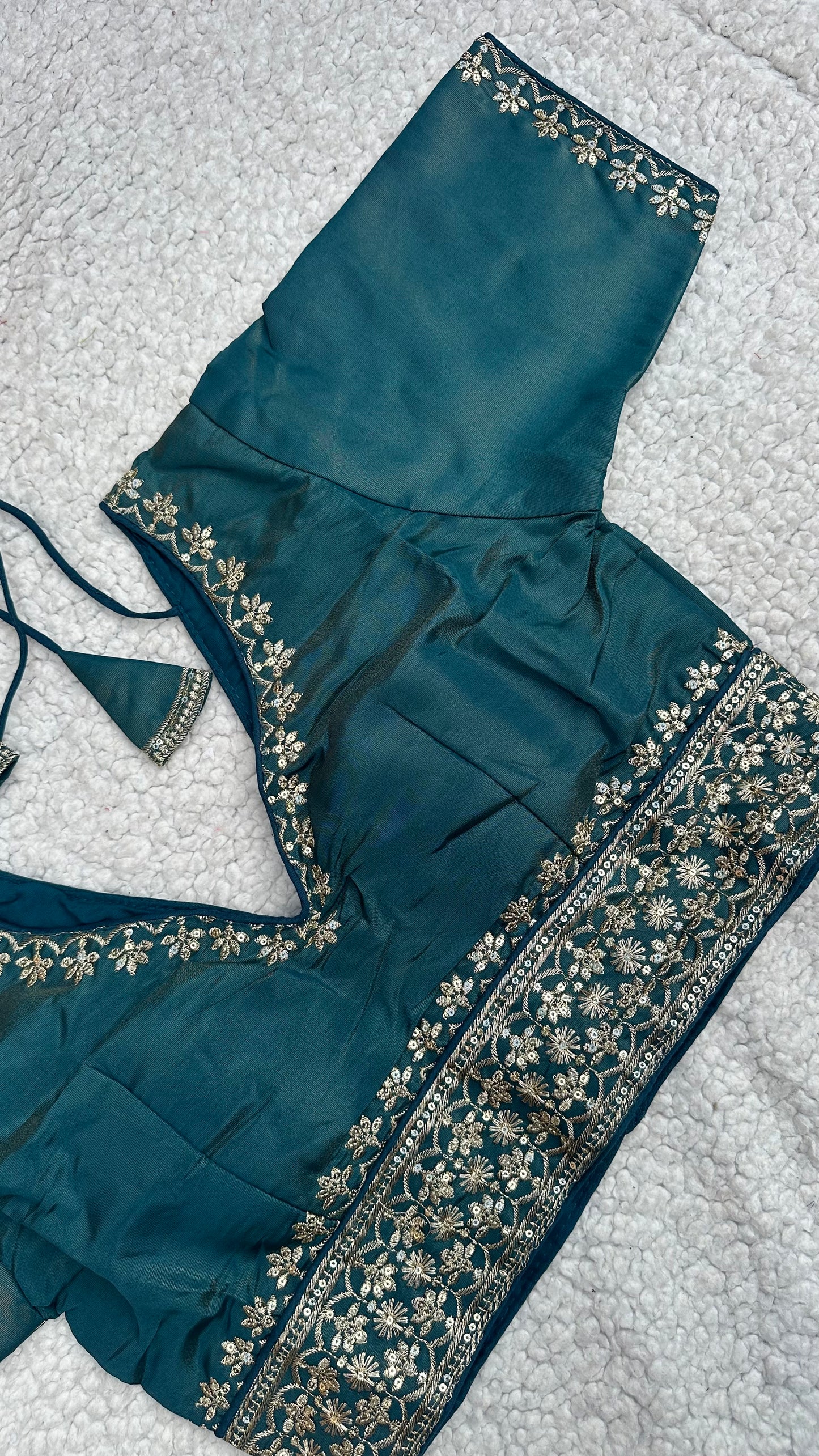 Cosmos Tissue Blouse with Sequins & Jari Embroidery – Padded Blouse (Size 38, Alterable 34-42)