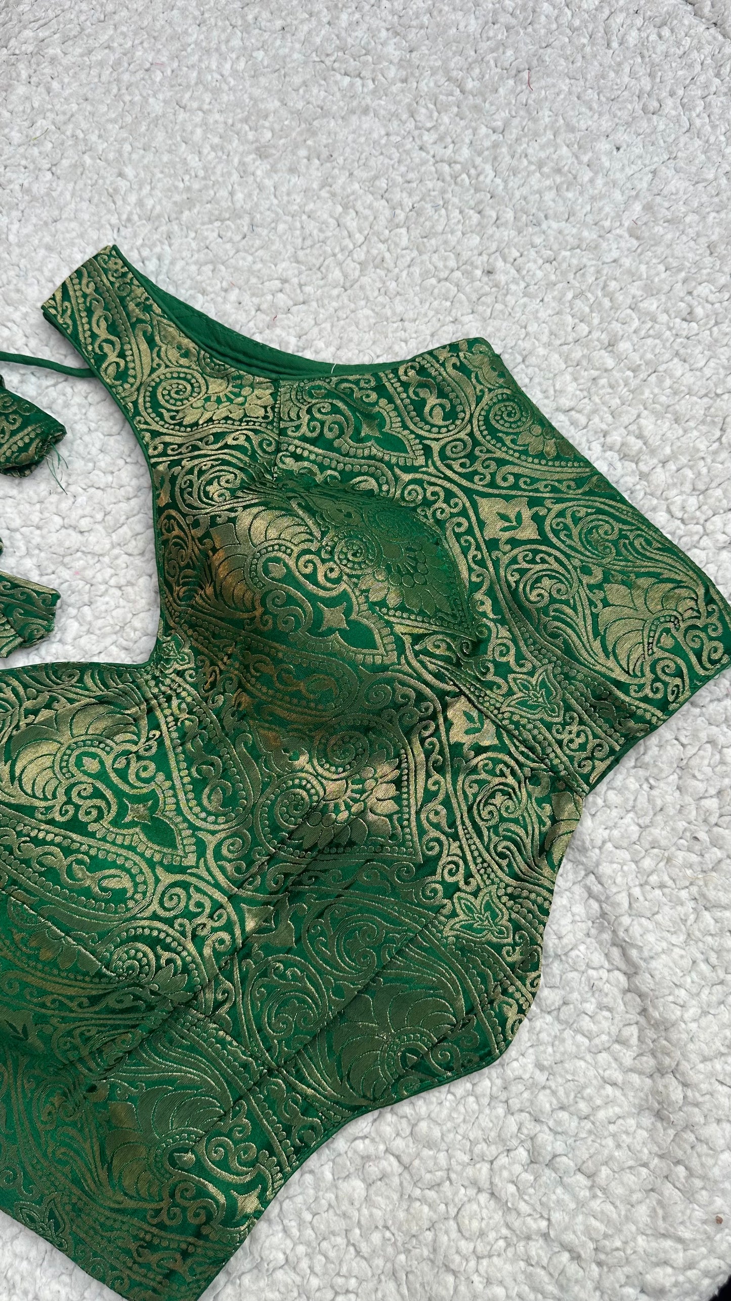 Peplum Jacquard Blouse — Satin Silk-Free Size ( Alter from 34 to 42)