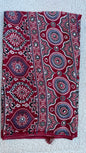 Maroon Modal Silk Saree with Ajrak Print & Mirror Work