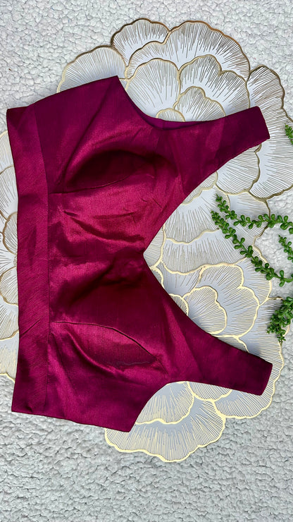 Wine Mulberry Silk Sleeveless Blouse | Alterable 32-42