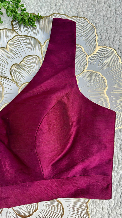 Wine Mulberry Silk Sleeveless Blouse | Alterable 32-42