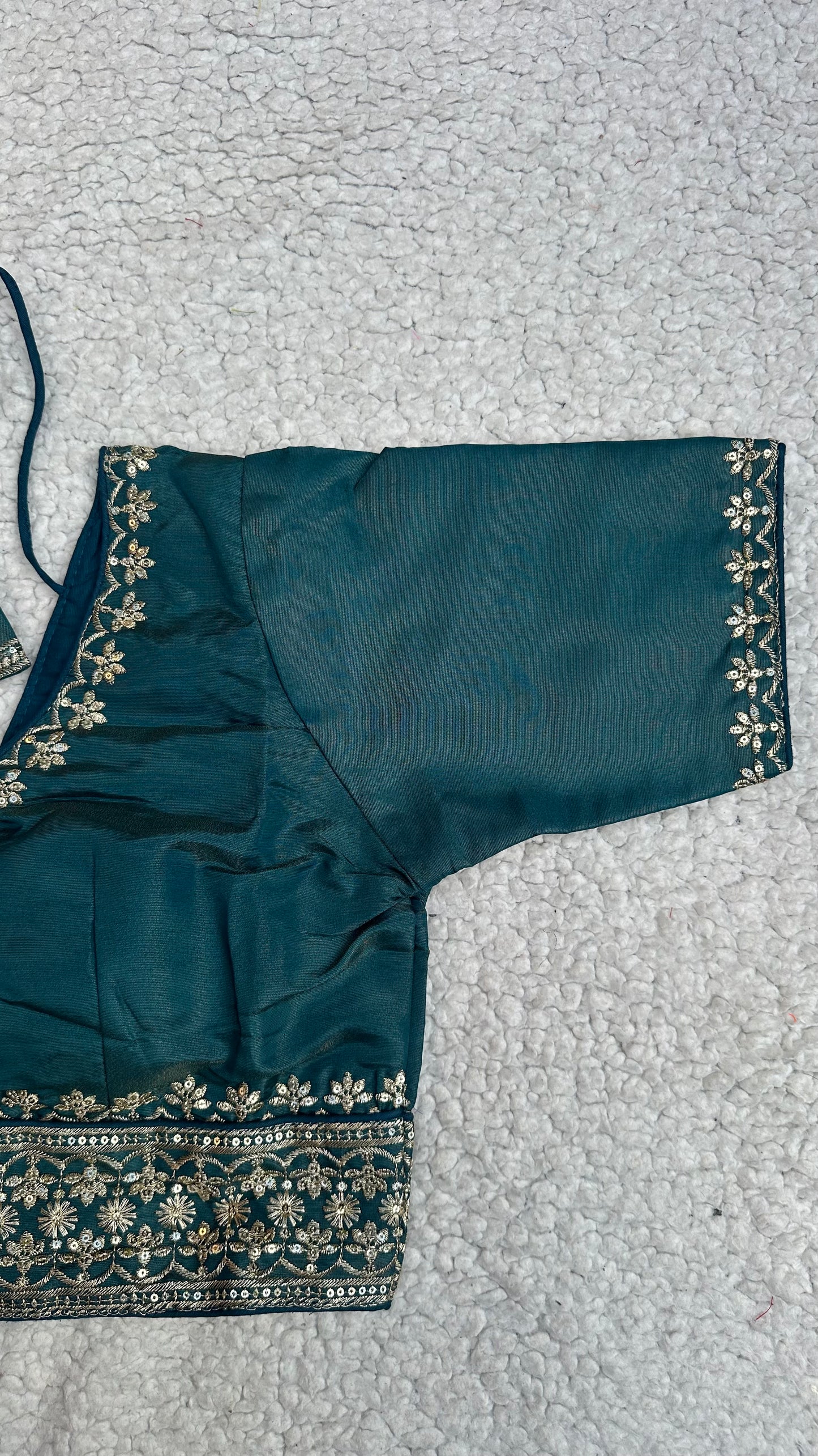 Cosmos Tissue Blouse with Sequins & Jari Embroidery – Padded Blouse (Size 38, Alterable 34-42)
