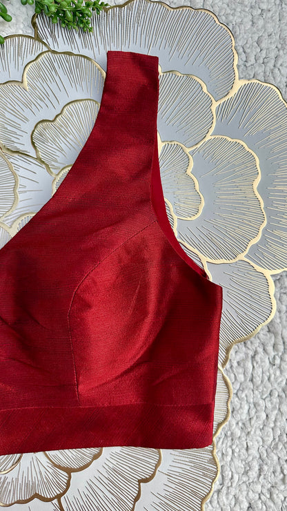 Maroon Mulberry Silk Sleeveless Blouse | Alterable 32-42