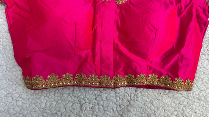 Embroidered Silk Blouse with Stone Work – Padded Blouse