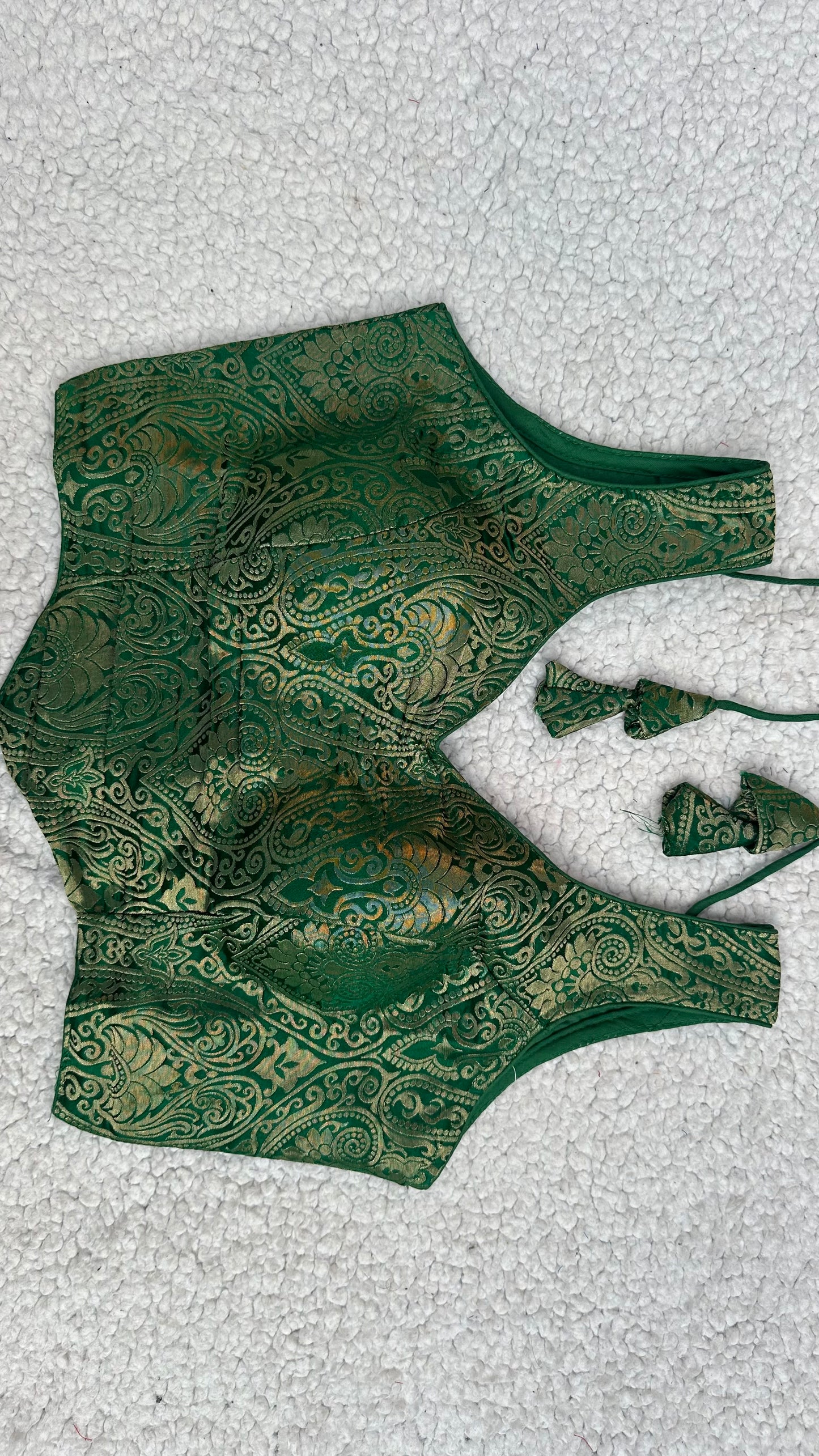 Peplum Jacquard Blouse — Satin Silk-Free Size ( Alter from 34 to 42)