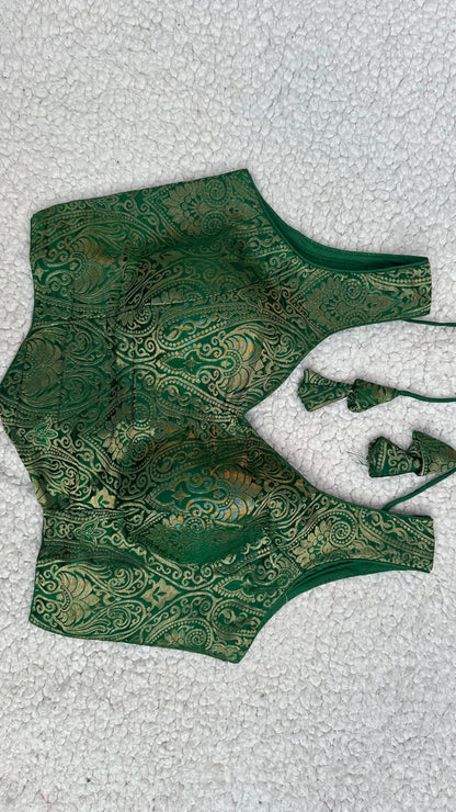 Peplum Jacquard Blouse — Satin Silk-Free Size ( Alter from 34 to 42)