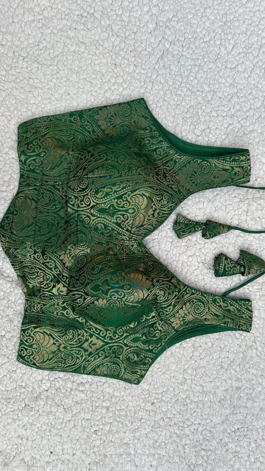 Peplum Jacquard Blouse — Satin Silk-Free Size ( Alter from 34 to 42)