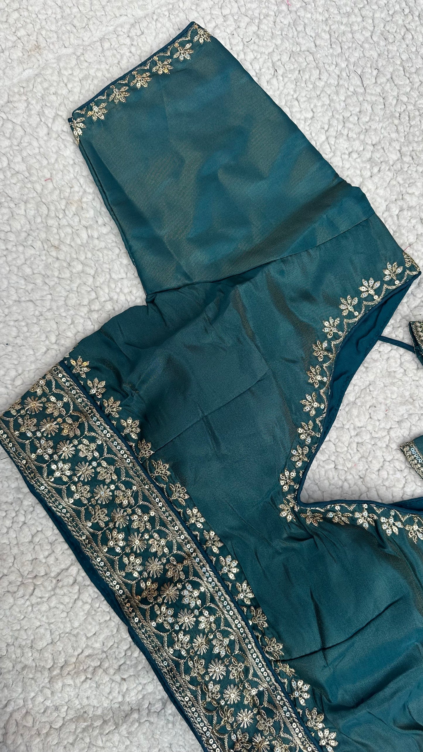 Cosmos Tissue Blouse with Sequins & Jari Embroidery – Padded Blouse (Size 38, Alterable 34-42)
