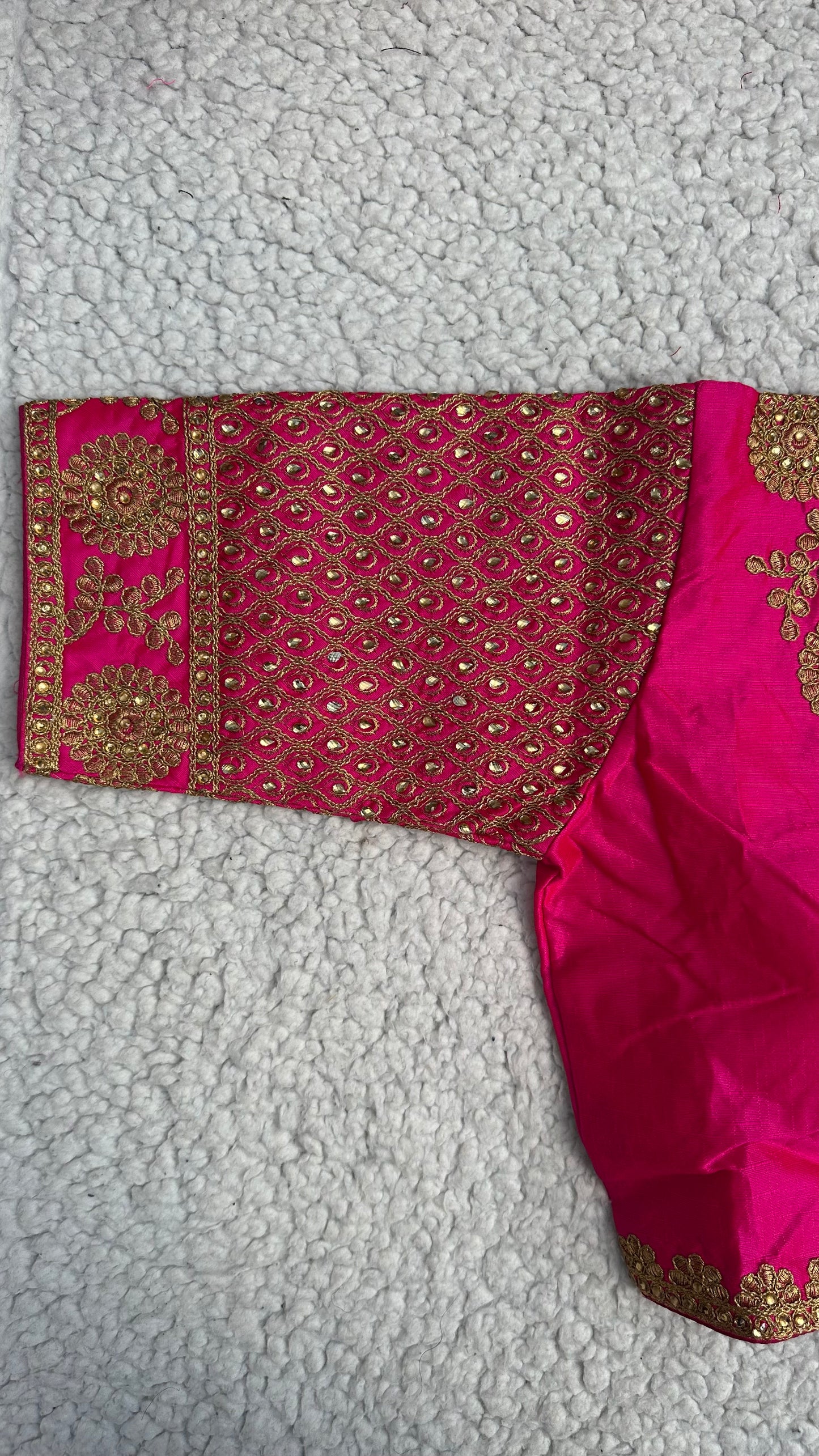Embroidered Silk Blouse with Stone Work – Padded Blouse